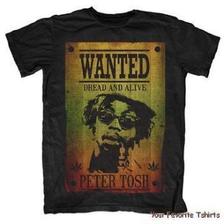 Licensed Peter Tosh WANTED Dread Or Alive Lightweight Adult Shirt S 