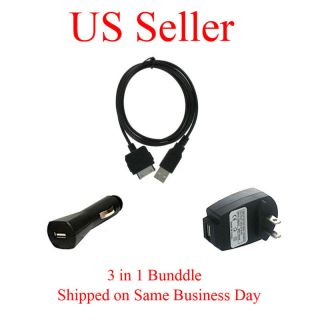 USB Data Cable + Car + AC Wall Charger Bundle Set for Microsoft Zune 
