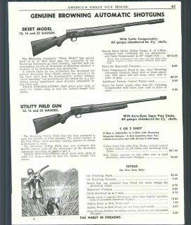 1944 ad Browning Automatic Shotguns Skeet Models 12 16 20 Gauge