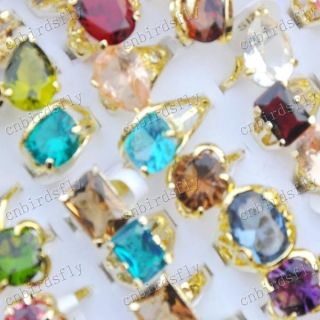 wholesale jewelry lots 10pcs Crystal Zircon gold plated Rings New free 
