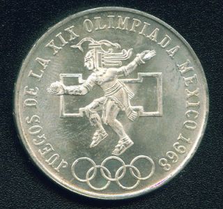1968 $25 OLYMPIC GAMES 0.720 silver coin, orig. shine, nice