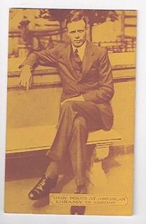   Postcard Charles Lindbergh Lindy Poses At American Embassy In London