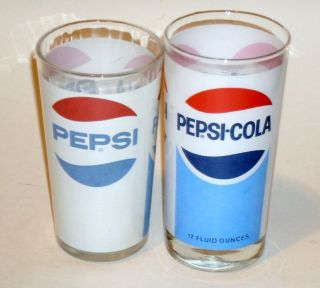 VINTAGE LOT OF 2 PEPSI 12 OUNCE GLASSES TUMBLERS OLD GLASS