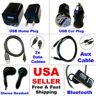 7pc 2x USB Cable/Car & Home Charger/Bluetooth/Aux/Stereo T Mobile BB 