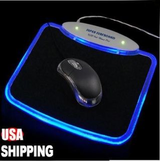 Mousepad Mouse Pad Mat With Blue LED Light + 4 Ports USB Hub for PC 