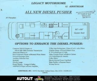 1993 Legacy Diesel Pusher Motorhome RV Brochure
