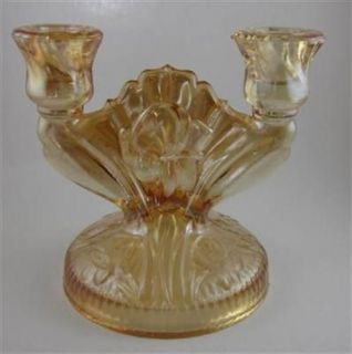 Vintage Depression Glass Jeannette Iris & Herringbone Candle Holder