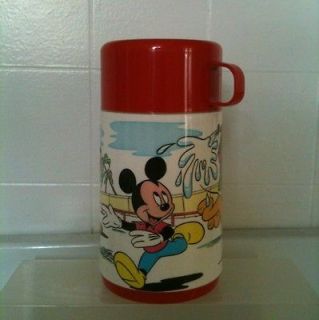 Vintage Disney Mickey Mouse Aladdin Thermos Pluto Circus Scene Seal 