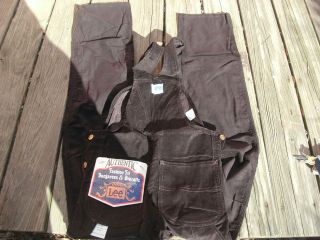 Lee vintage corduroy bib overalls deadstock mens jeans pants 29x36 