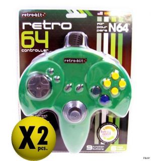 Newly listed 2 X Nintendo 64 SOLID GREEN Retro Turbo Controller Pad 