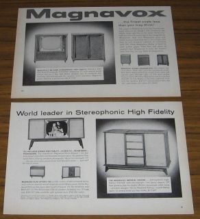 1959 Vintage Ad Magnavox Stereo High Fidelty and Televisions TV