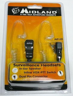 MIDLAND AVPH3 SECURITY HEADSETS WALKIE TALKIE TWO WAY RADIO VOX CLEAR 