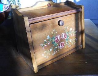 Hand Painted Vintage Primitive Wooden Country Style Bread Box Barn 
