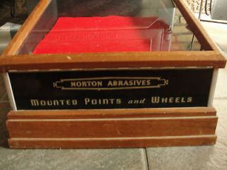  old glass, wood countertop display case, vintage, points,wheels