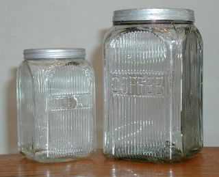 Hoosier cabinet canister jars with lids   COFFEE & TEA