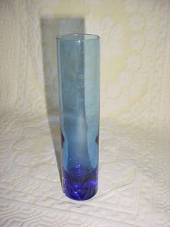 Vintage Cylindrical Cobalt Blue Glass Flower Vase