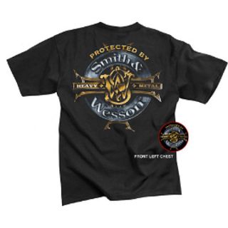 PROTECTED BY SMITH & WESSON HEAVY METAL Soft T Shirt Black Tee 