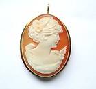 18k Cameo pin/Pendent hand carved stamped 750 made in Italy.