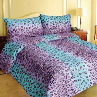 New Comforter Purple and Blue Leopard Print Print Full/Queen Size