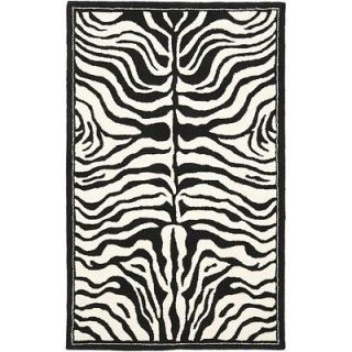 Hand tufted Soho Zebra Print Ivory/Black Wool Area Rug 4 x 6
