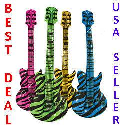   Large 42 inch ZEBRA Animal Print Inflatable GUITARS Kids Party FAVORS