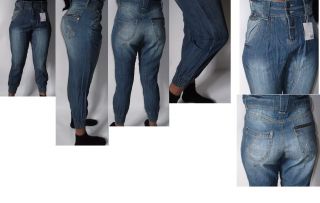   new high waisted baggy harem style ankle cuff leg jeans size 4 18