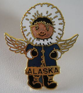 Alaska Eskimo Angel Lapel Pin Hooded Parka Wings Mittens Boots Fur 