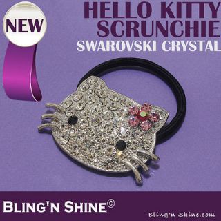 Hello Kitty Large Ponytail Holder Dazzling Swarovski Crystal Flower 