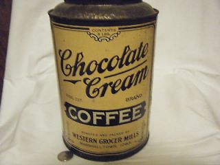 Rare Large Antique 3 lb. Chocolate Cream Coffee Tin