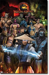 XBOX PS3 MORTAL KOMBAT GROUP COLLAGE 22x34 NEW VIDEO GAME POSTER FREE 