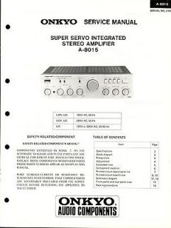 Original Onkyo A 8015 Amplifier Service Manual