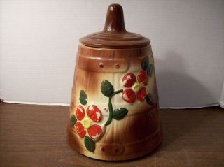 Vintage  McCoy USA Cookie Jar Butter Churn/Red Flowers
