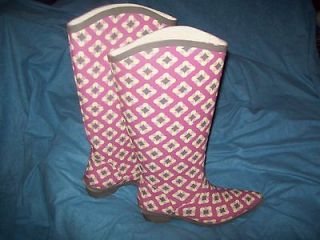 Boden~ Womens Pink Design Rain~Cowboy Style Boots ~Sz. 36/37(US5/6)