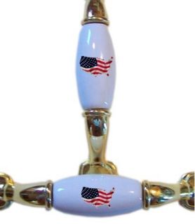 US FLAG Map CABINET Drawer PULL Handle Brass Chrome