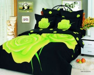 Neon Rose Full Queen Duvet Comforter Bed Bedding Set