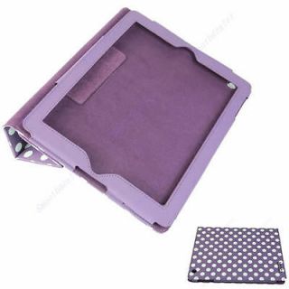   With White Polka Dot PU Leather Smart Case Cover Stand For iPad 2 3