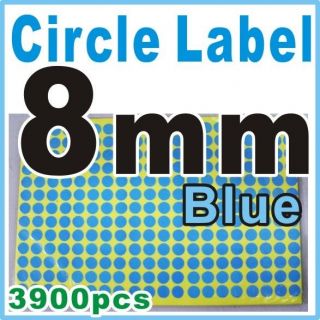 Sticker Circle Round Labels Color BLUE 0.8 cm 8mm 5/16 inch 15 sheets 