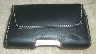 Rocketfish Black Leather iPhone Carrying Case w/ belt clip & magnetic 