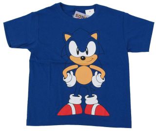 Sega SONIC THE HEDGEHOG Boys Blue Logo Tee Shirt NWT