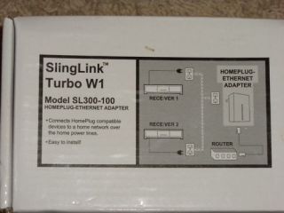SlingLink Turbo W1 Model SL300 100 Homeplug Ethernet Adapter Dish 