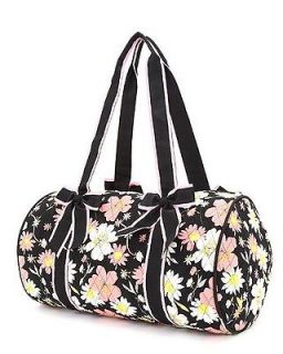 Cotton Quilted Medium Floral Pattern Travel Duffle Overnight Gym Bag 