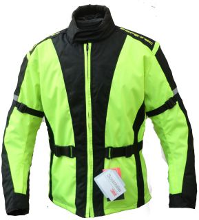   Motor Cycle Bike Wind/Waterproof Cordura Racing Jacket   HI VIZ