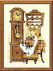 Grandfather Clock and Cat (Riolis) Cross Stitch Kit 7 x 9.25