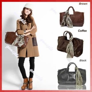 Women Crocodile Print Leather Tote Shoulder Bag Ladies Purse Handbag 