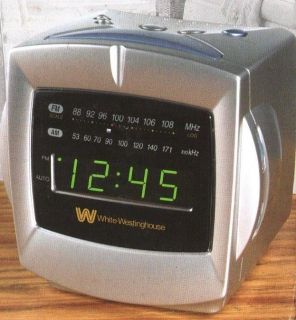 White Westinghouse Digital Alarm Clock AM/FM Radio,Cube Design,Green 