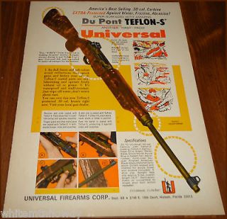 1969 UNIVERSAL FIREARMS .30 TC CARBINE~Rifle Vintage AD