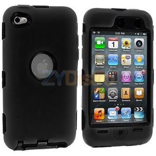 DELUXE BLACK 3 PIECE HARD/SKIN CASE COVER FOR IPOD TOUCH 4 4G 4TH GEN 