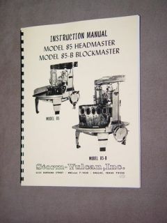 Storm Vulcan 85 and 85B Surfacer Instruction and Parts Manual 55 page