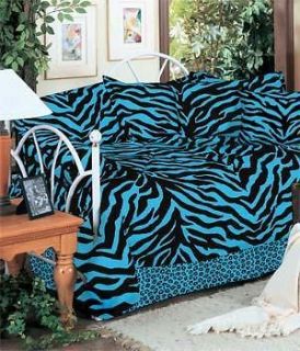 ZEBRA Blue 5pc Twin Daybed Set Bed in a Bag comforter set Animal