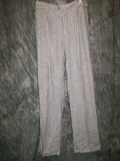   40s BUTTON FLY WOOL HOUNDSTOOTH DOUBLE PLEATED PANTS w/ CUFFS, 32